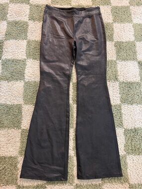 Serra Black Faux Leather Flare leggings